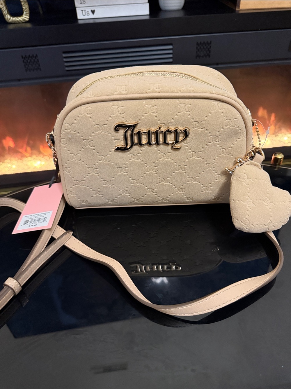 Juicy Couture Beige Crossbody Bag with Heart Charm